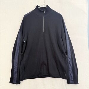 Hugo Boss 1/4 Zip Sweater Mens XL Black Pullover Knit Stretch